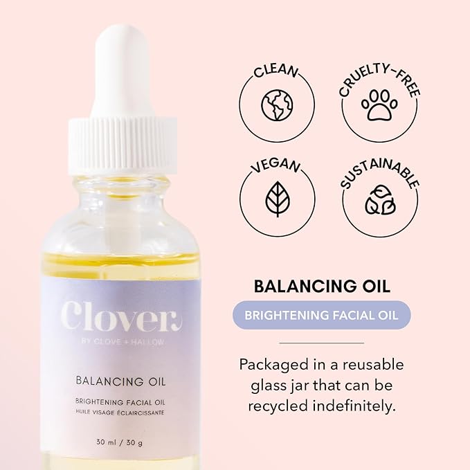 Clover Balancing Oil | Supports Clearer Skin, Promotes a Healthy Complexion, and Enhances Natural Radiance | Cruelty-Free & Vegan Face Oil - 30ml