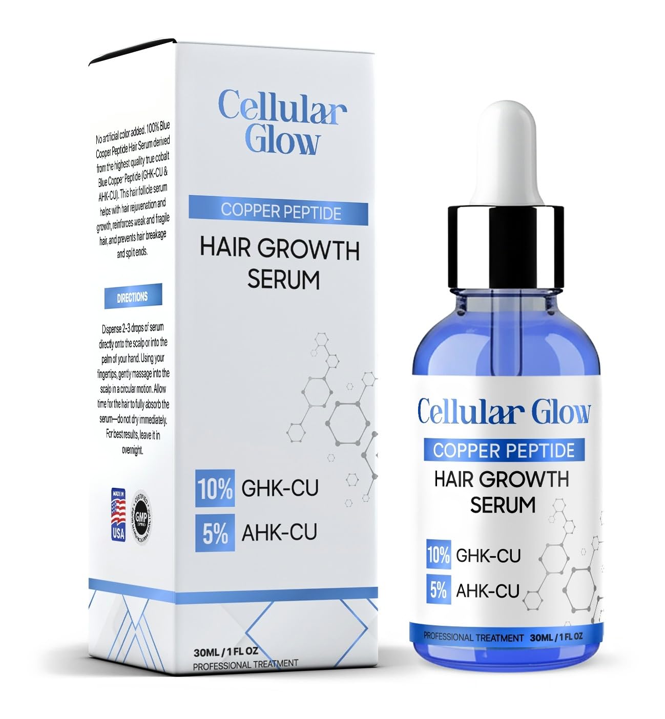 Copper Peptide Hair Serum – 10% GHK-Cu + 5% AHK-Cu Peptides for Hair Growth & Scalp Health – Advanced Regrowth Treatment for Thicker, Fuller Hair