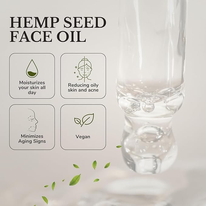 Hemp Seed Face Oil – Anti-Aging, Hydrating, Non-Greasy Skincare | 1 oz (30 ml)