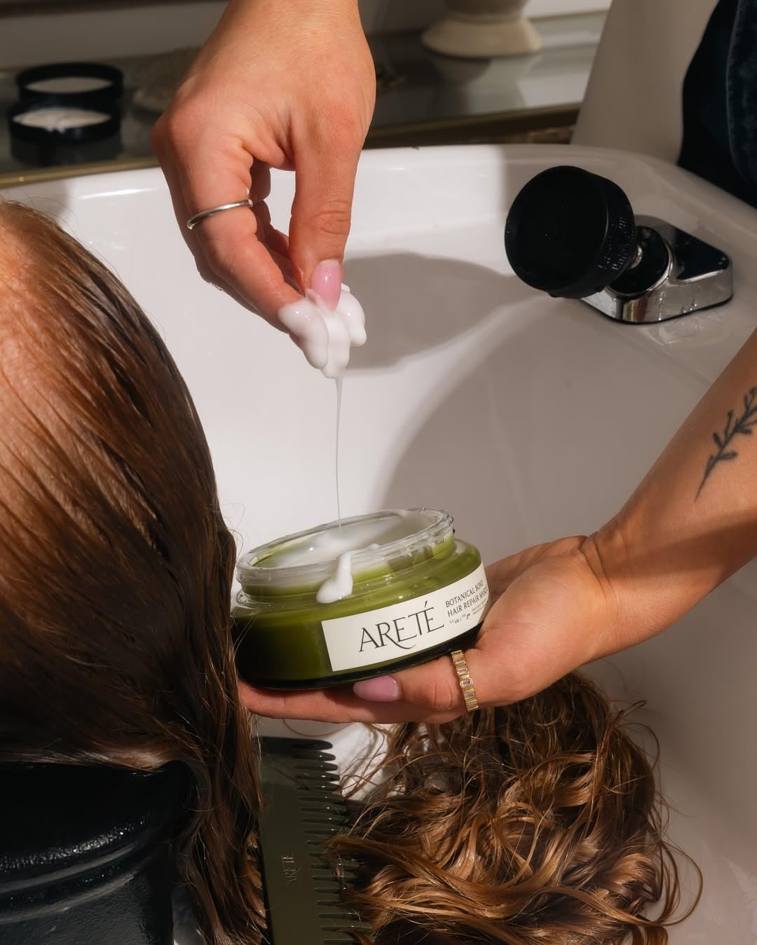 ARETÉ Botanical Bond Hair Repair Masque, Plant‑Derived PROPLEX Repair Treatment Hair Mask with Quinoa, Olive, Buriti & Sweet Basil for Strength, Shine & Frizz Control, 5.8 oz