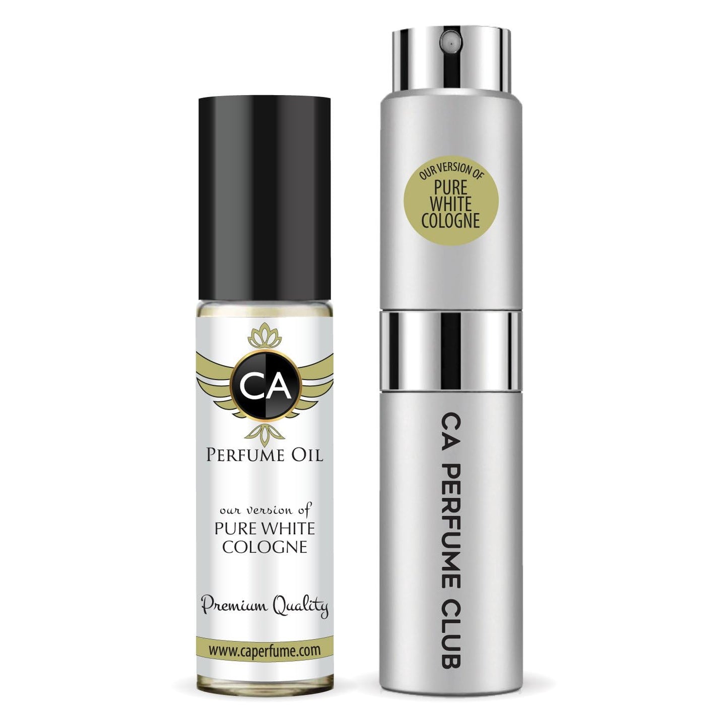 CA Perfume Duo Impression of Pure White Cologne For Women And Men Perfume Layering Set Long Lasting Travel Size EDP + Body Oil Roll-On Bottle 0.27 Fl Oz+0.33 Fl Oz