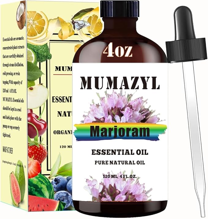 Marjoram Essential Oil, Marjoram Oil 4 Fl Oz 120ML for Diffuser Humidifier Yoga Cleaning DIY Candle Soap Making Essential Oils