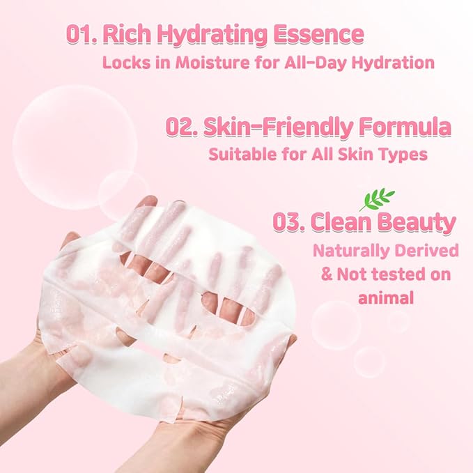 [MASK ON] Korean Moisturizing Face Masks Skincare (10 PACK) – Hydrating & Anti-aging Daily Care Facial Mask Bulk for All Skin Type with 10 Natural Ingredients - Great for Self care & Gift Box