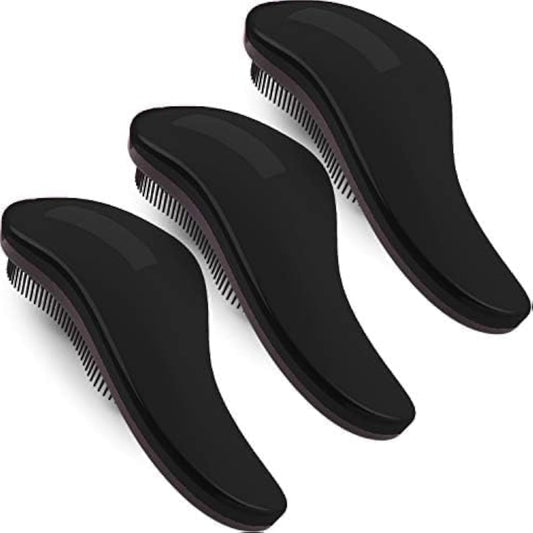 79STYLE 3pcs Detangler Brush Naturals Detangling Hair Comb Glide Thru No Pain Tangle Free For Women Men, Kids Wet, Dry Curly Hair Accessory (Single Black-Size 7.4")
