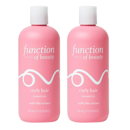 FUNCTION OF BEAUTY Curly Hair Shampoo, 11 oz Each (2-Pack) - Formulated with Chia Extract to Define and Shape Curls, Sulfate Free, Customizable Haircare