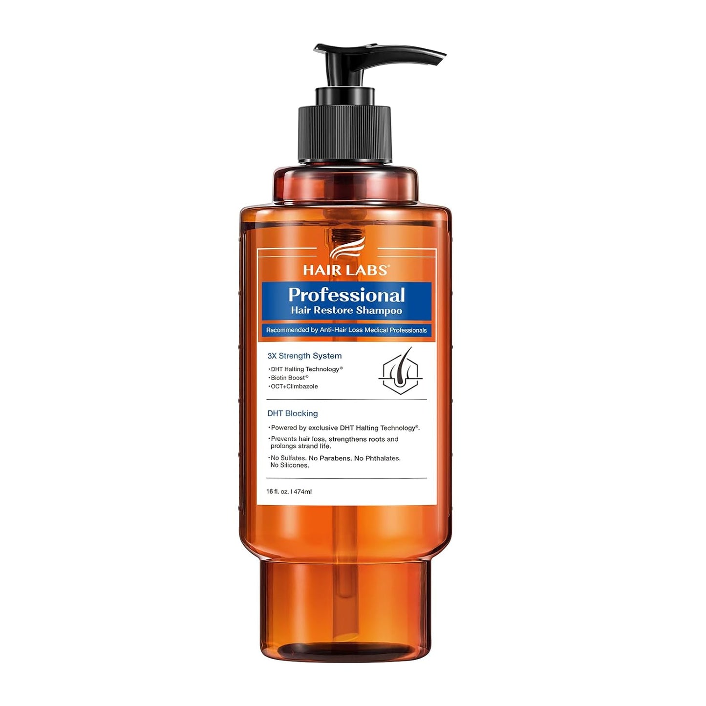 Professional Strength Hair Restore Shampoo, 16 Fl Oz Extra Potent Hair Loss Shampoo for Women & Men, Hair Regrowth Strengthening Biotin Boost Nourishes Scalp and Stimulates Growth