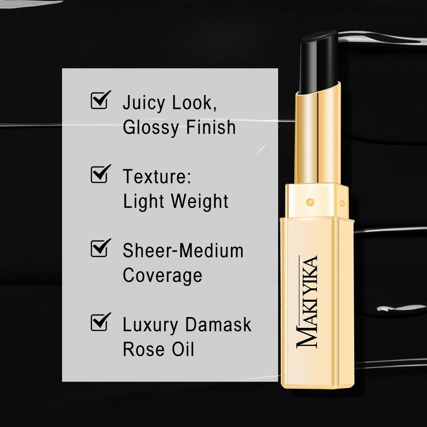 Moisture Black Lipstick for Women Hydrate Tinted Lip Balm for Dry Cracked Lips Glossy Lip Color Juicy Finish, MA069 Black Star