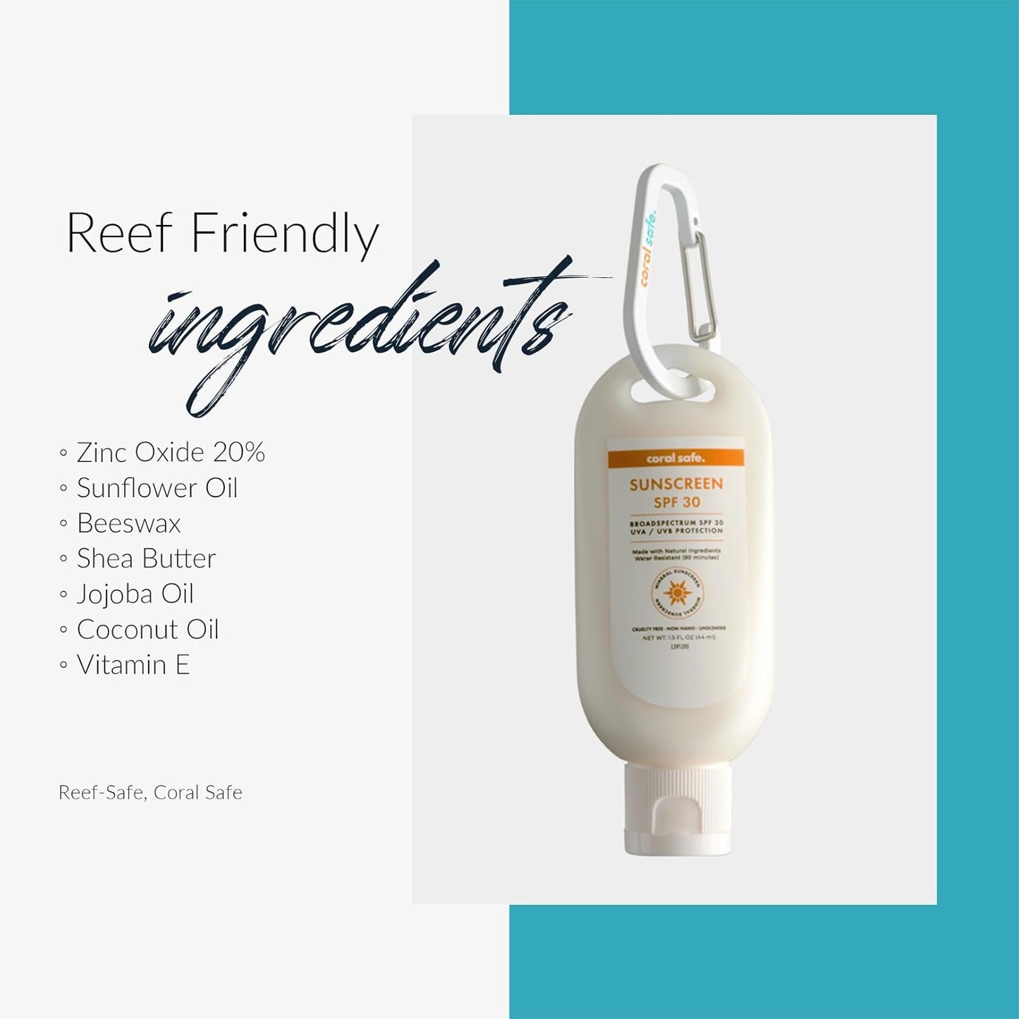 Reef Safe Sunscreen SPF 30 Mineral Travel Face Lotion, Hawaii & Mexico Approved, Biodegradable, Zinc, Oxybenzone & Octinoxate Free, Water Resistant, Made in USA with Natural Ingredients by Coral Safe