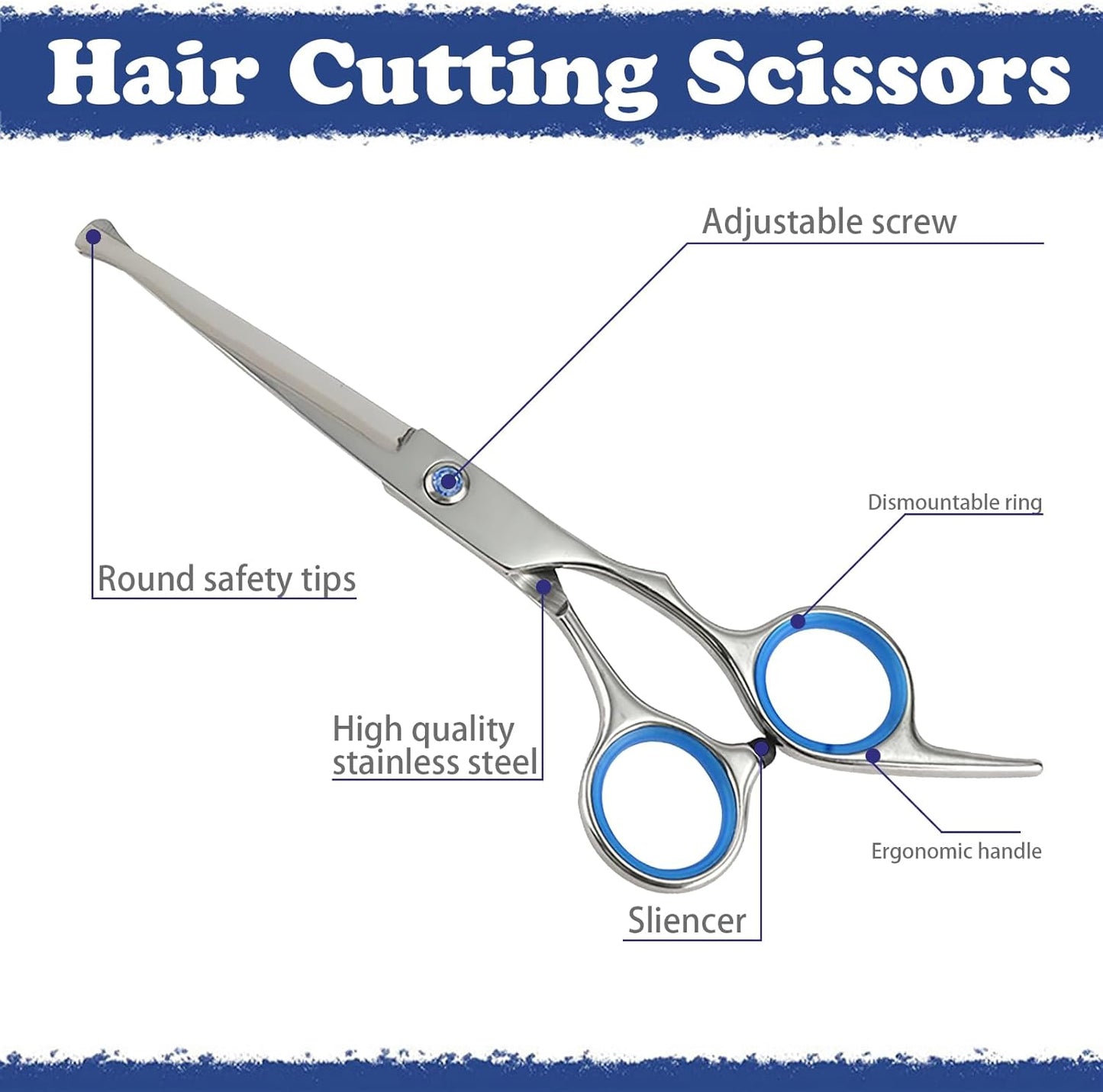 Hair Cutting Scissors Kit,27PCS Professional Stainless-Steel Sharp Barber Professional Hairdressing Shears Set with 6.5 Inch Cutting Scissors,Thinning Shears for Man Woman Adults Kids Home Salon