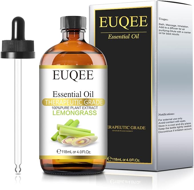 Lemongrass Essential Oil 118ml Premium Lemongrass Oil with Glass Dropper, Great for Diffuser, Candle Making - 4Fl. Oz