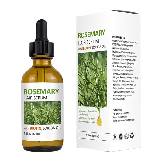 Organic Rosemary Hair Growth Serum Scalp & Hair Strengthening Oil Infused With Biotin for All Hair Types Nourishing & Volumizing 60ml