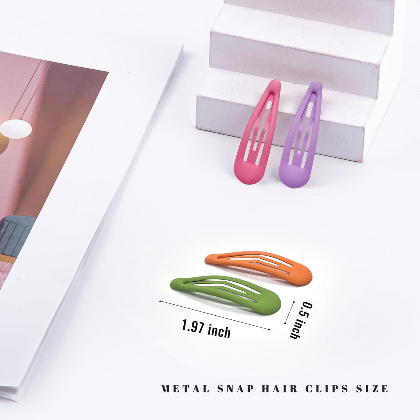 Small Hair Barrettes For Women No Slip Metal Snap Clips For Thin And Fine Hair,Matte Rainbow Colors,20 PCS,1.97 x 0.5 Inch.