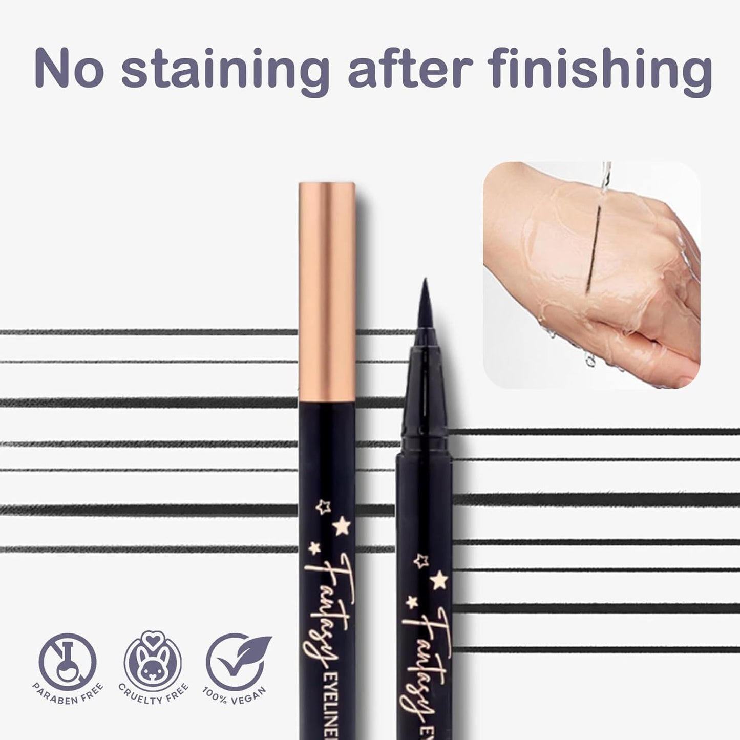Beauty Fantasy Eyeliner Pen – Ultra-Fine Felt Tip, Waterproof & Smudge-Proof Liquid Eyeliner, 24H Long Wear, Jet Black, Quick-Drying, Cruelty-Free, 0.01 FL.OZ/0.4 ML