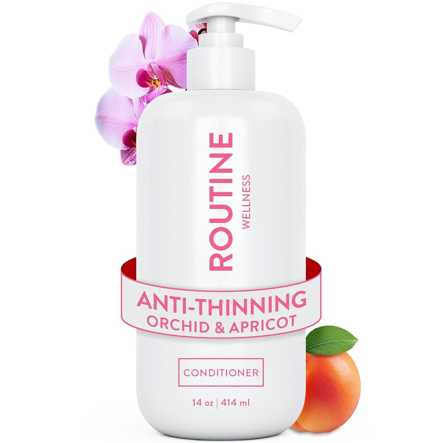 Routine Wellness Anti-Thinning Deep Conditioner for Thinning Hair - DHT Blocker for Hair Loss in Men & Women - Promotes Healthy Hair - Orchid & Apricot 14oz
