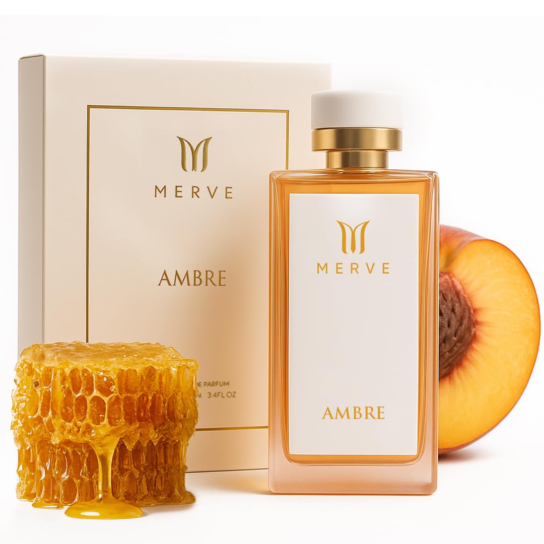 Merve Ambre Perfume For Women 3.4 oz | Premium Long Lasting Fragrance Luxury Scent | Jasmine, Honey, Floral, Fruity, Soft Spicy, Amber, Musk | Eau de Parfum