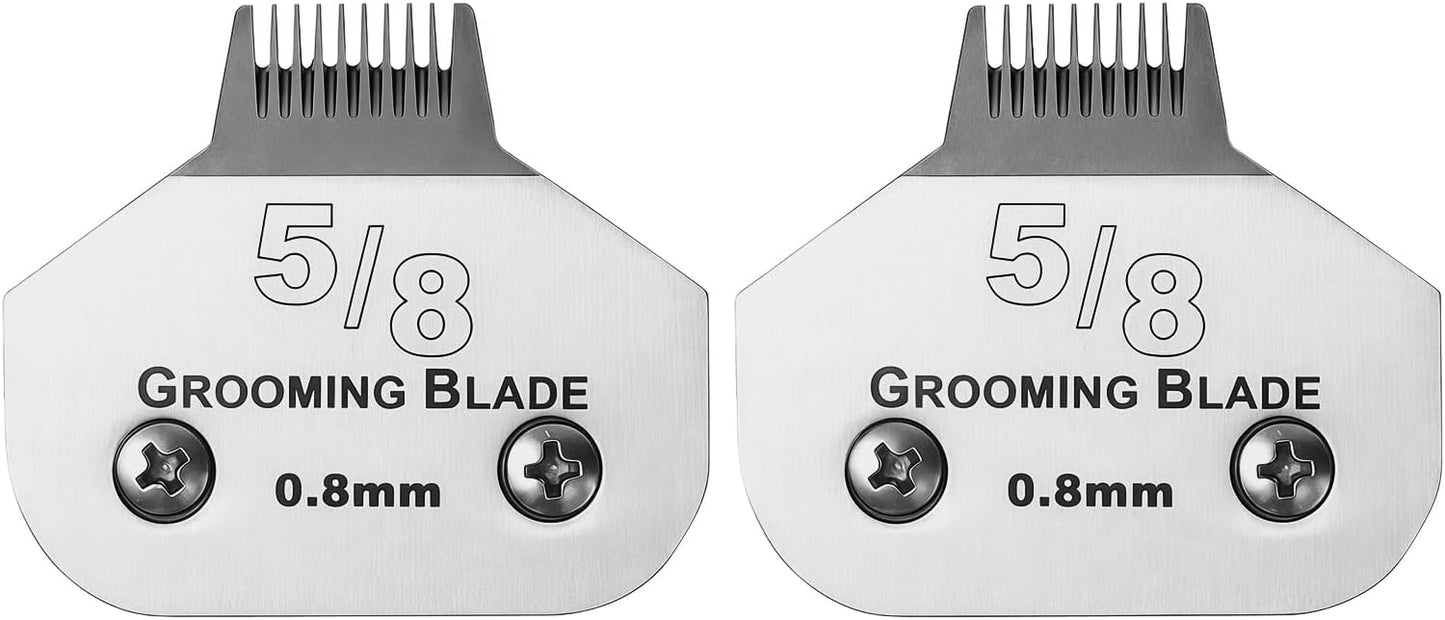 2 Pcs Size 5/8toe Detachable Dog Grooming Blades, Compatible with Andis, Oster A5, Wahl KM10 Series Clippers, Cut Length 0.8mm, Silver (5/8toe 0.8mm, 2 Packs)