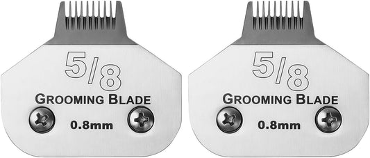 2 Pcs Size 5/8toe Detachable Dog Grooming Blades, Compatible with Andis, Oster A5, Wahl KM10 Series Clippers, Cut Length 0.8mm, Silver (5/8toe 0.8mm, 2 Packs)