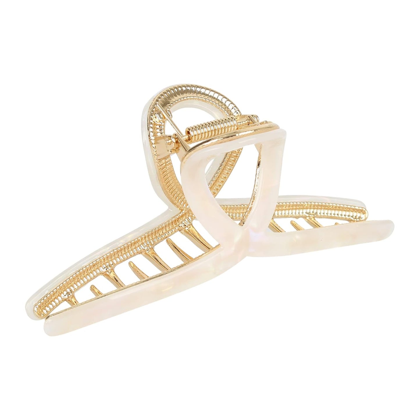 Big Butterfly Metal & Acetate Hair Clamps for Women and Girls - 4.7" Large Hair Accessories with Strong Hold for Long, Thick Hair (Pearly White, 1 Pc)