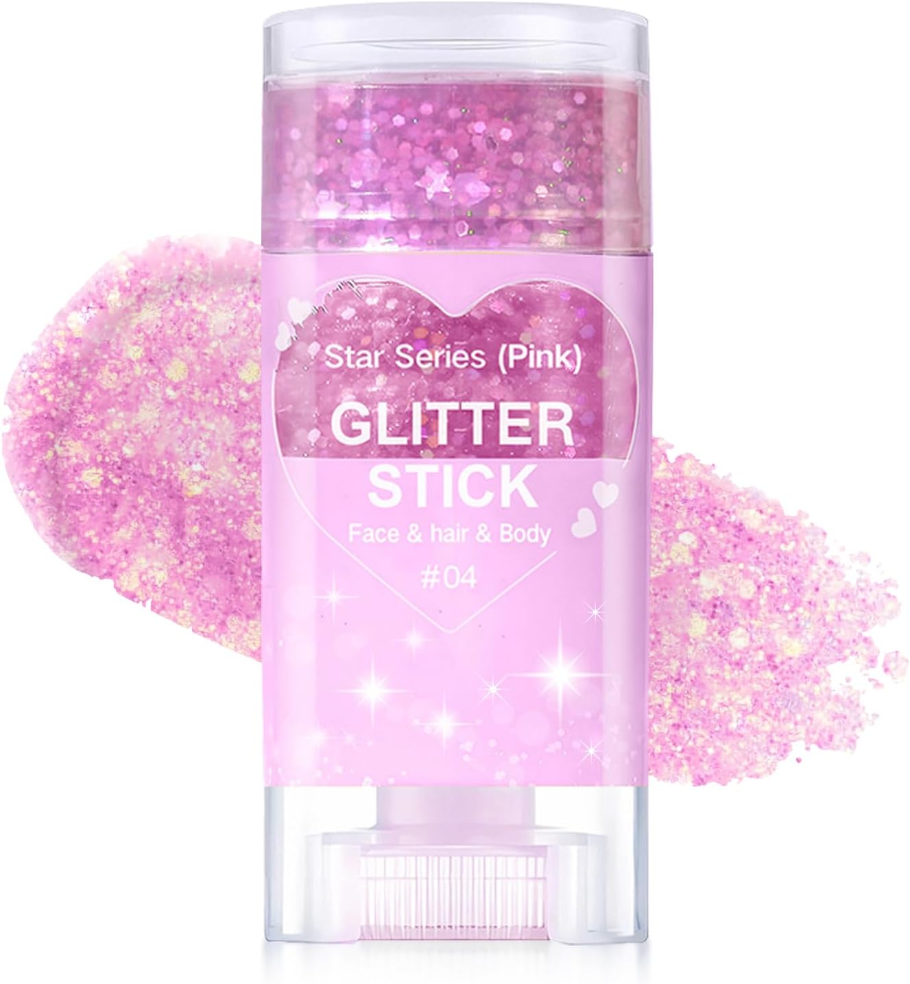 Halloween Body Glitter Stick, Waterproof Halloween Face Glitter Gel, Chunky Glitter Face Paint, Orange Purple Black Sequin Hair Glitter Makeup for Women and Kid (Pink)