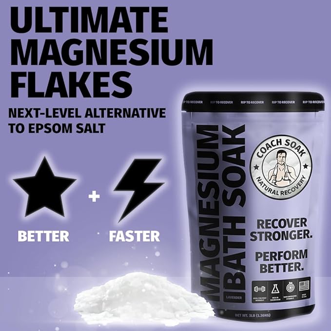 5 Pack Bundle: Coach Soak Recovery Bath Soak, Epsom Salt Bulk - Bath Salts Bulk, 5 Pack Bundle - Total of 15 Pounds (Lavender)