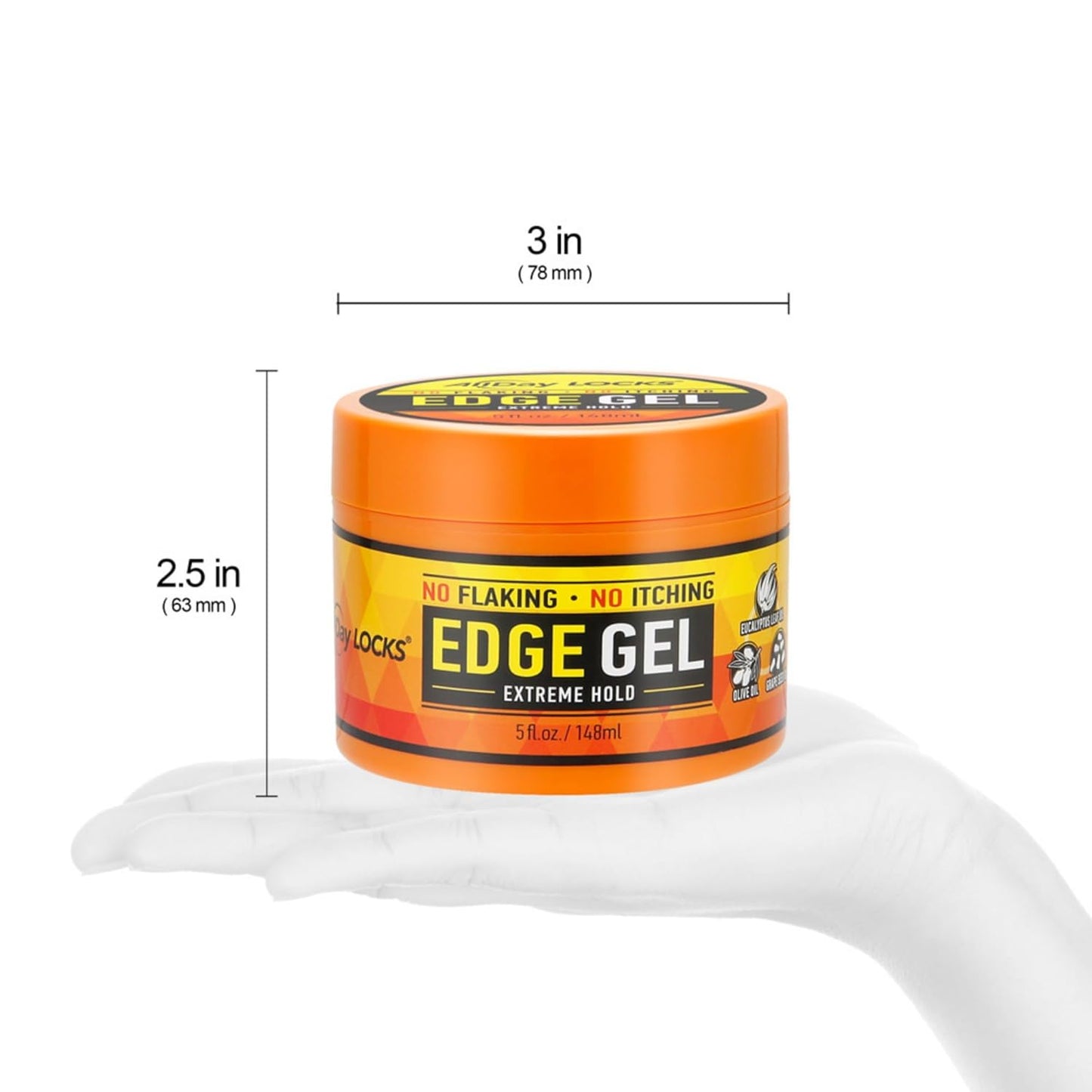 AllDay Locks Edge Gel (5 oz) | Extreme Hold, Moisturizing Edge Control Smoother | Eucalyptus, Rosemary, Olive Oil | No Frizz, Flakes, or Grease | Sleek 'n Slay Edge & Baby Hairs | 5 oz