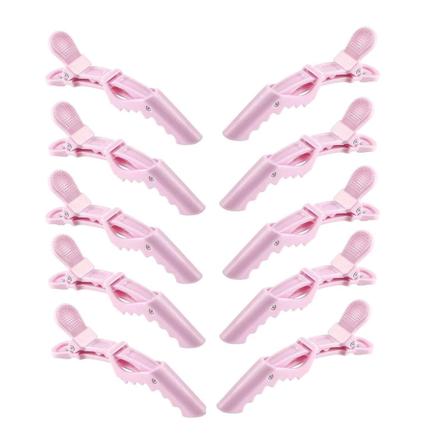 10pcs/set Multicolor Croc Clips Transparent Plastic Hairdresser Clip Hair Styling Sectioning Barrettes Professional Non Slip Alligator Clips Salon DIY Accessories Hairpins (10pcs-Light Pink)