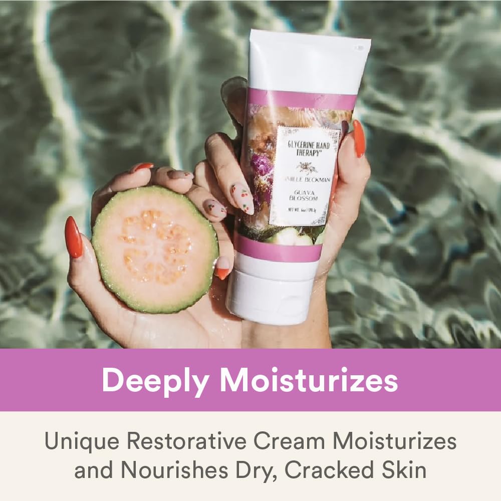 Camille Beckman Glycerine Hand Therapy Cream, Guava Blossom, Ultra Moisturizing Hand Cream for Dry, Cracked Hands, Non-Greasy, Paraben-Free, Made in USA, 6 Ounce
