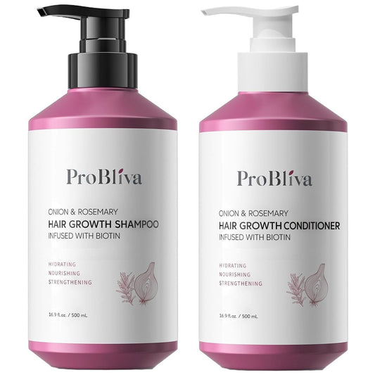 ProBliva Onion Shampoo and Conditioner Set: Rosemary and Biotin Infused for Thinning Hair and Hair Loss – Strengthens, Nourishes & Promotes Thicker, Healthier Hair for Women and Men