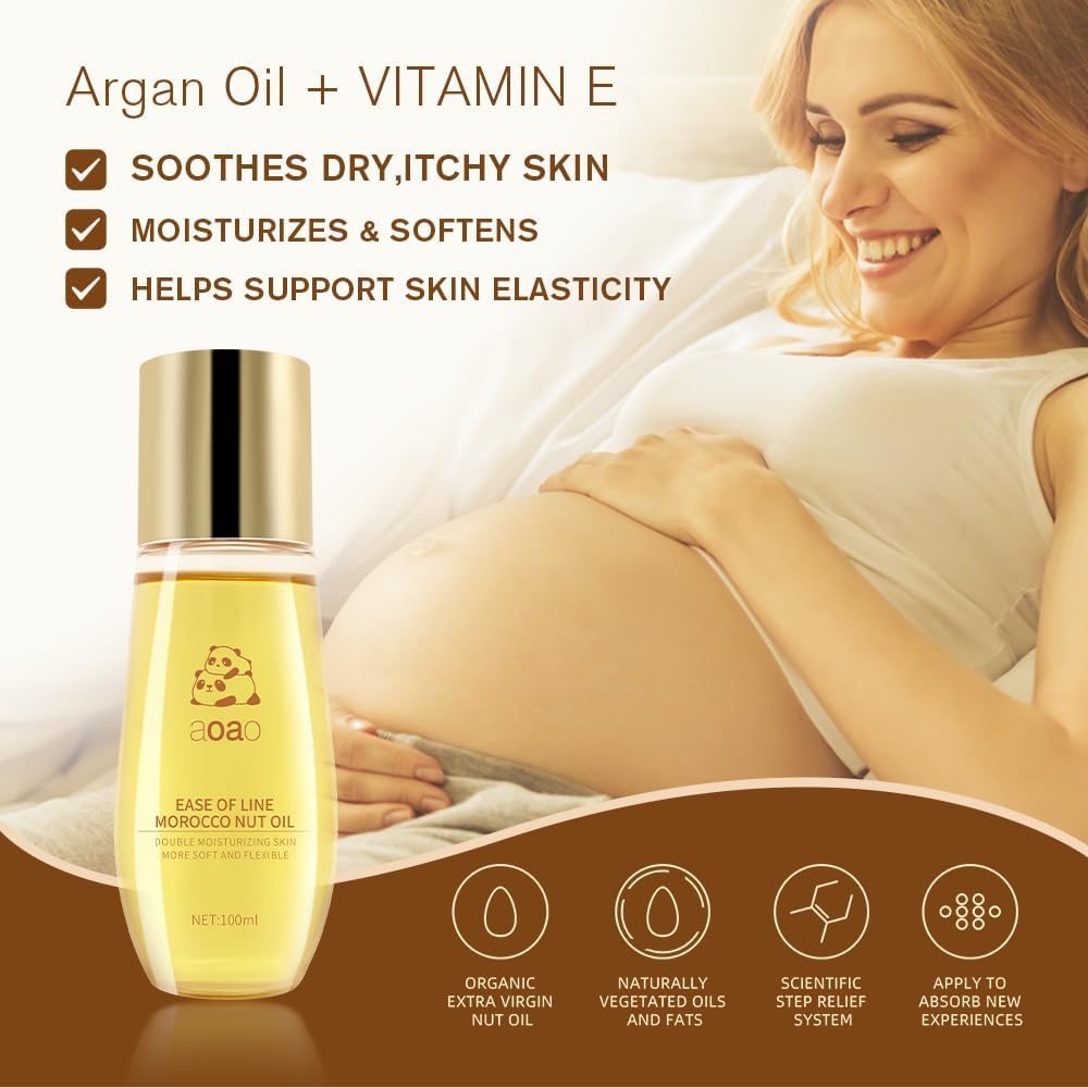 Stretch Mark Oil for Pregnancy & Body Oil for Pregnant Women, Morocco Nut Oil Help for Scars & Stretch Marks Removal & Prevention, Belly Cream for Repair, Firming & Smoothing Fine Lines (2Pack/150ml)