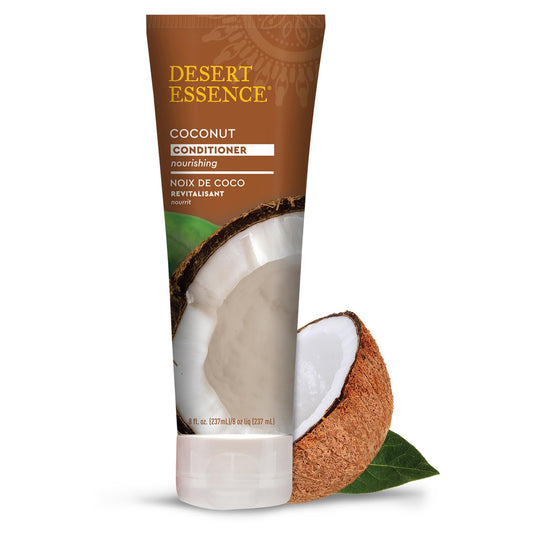 Desert Essence Coconut Conditioner - 8 fl oz - Nourishing for dry hair, smooth frizz and restore moisture and shine with Organic Coconut Oil, Shea Butter, and Sunflower Oil