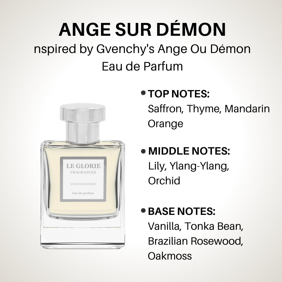 Inspired by Gvenchy's Ange Ou Démon Eau de parfum, Ange Sur Démon EDP, Long Lasting 12-14 Hours Perfume Spray for Men, All Skin Types, Cruelty Free - 1.7 oz 50ml