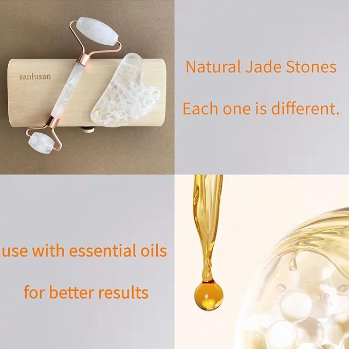 Jade Roller for face and gua sha Set | Massage Roller with face Roller and Eye Roller guasha Tool for face | Skin Care Gift for Women |Creative Packaging