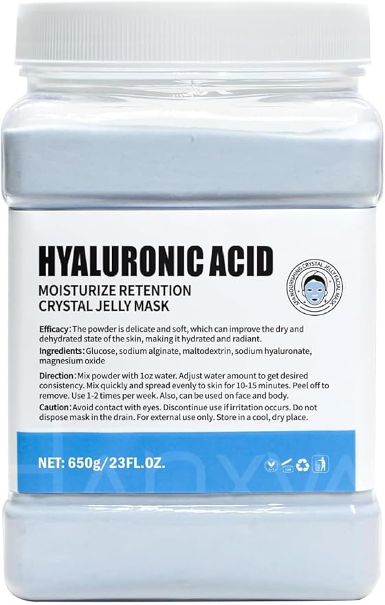 Jelly Face Mask Peel Off Powder 650g Moisturizing and Hydrating Repair and Smooth Skin Care for Home Salon Spa (Hyaluronic Acid)