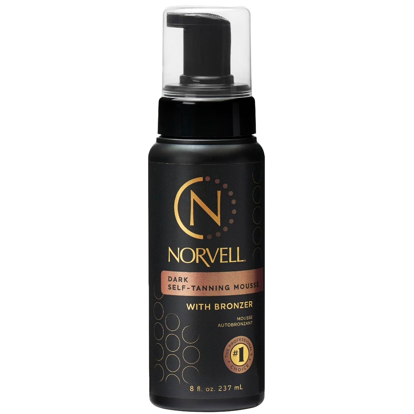 Norvell Sunless Dark Self Tanner Mousse with Bronzer 8 fl oz – Instant Natural Looking Fake Tan for a Bronzing Glow, Streak Free, Fast Drying, Long Lasting Sunless Tanning Color