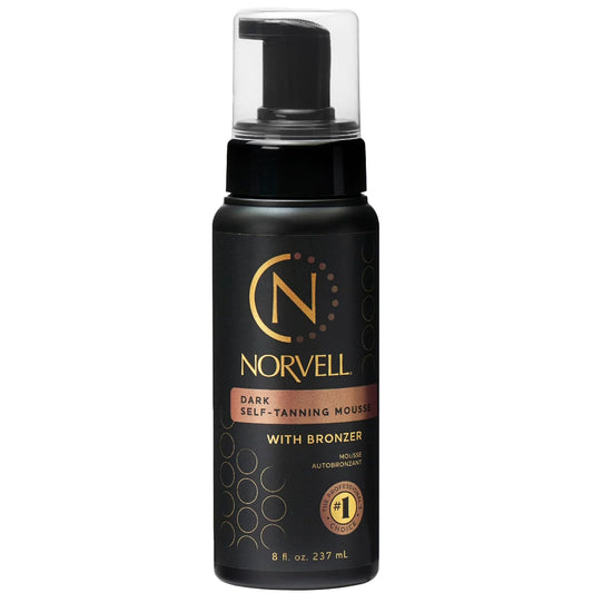 Norvell Sunless Dark Self Tanner Mousse with Bronzer 8 fl oz – Instant Natural Looking Fake Tan for a Bronzing Glow, Streak Free, Fast Drying, Long Lasting Sunless Tanning Color