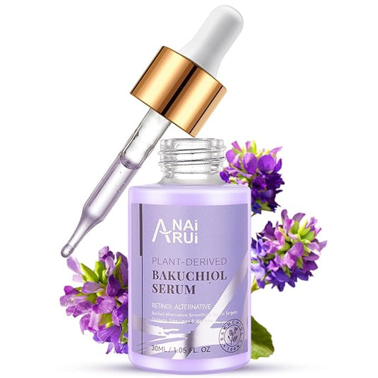 ANAI RUI Bakuchiol Face Serum for Face, Bakuchiol Retinol Alternative Serum,Smoothing Face Serum with Hyaluronic Acid & Peptide Sensitive Skin Serum, Anti Aging & Wrinkle Serum, 1Fl.Oz