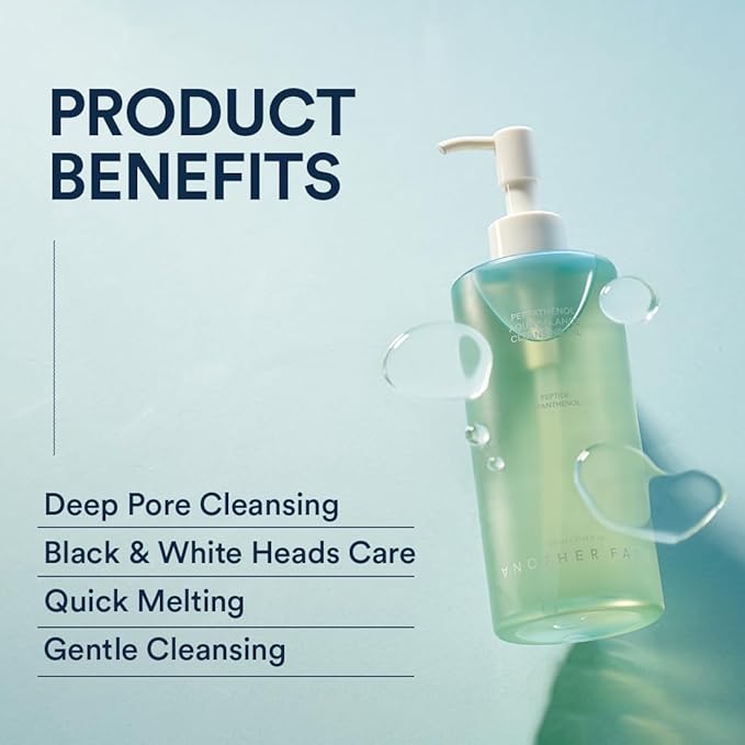 ANOTHERFACE PEPTATHENOL™ Aqua Balance Cleansing Oil, Korean Skin Care, Black Head & Waterproof Makeup Removal, Deep Cleansing, Quick Melting, Non-irritation for Sensitive Skin, Vegan, 10.14 Fl. Oz