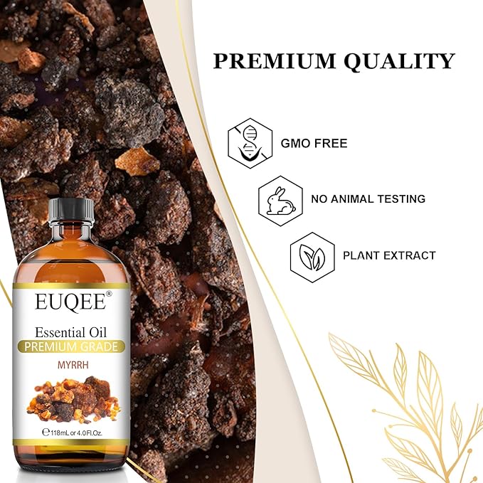 Myrrh Essential Oil, Premium Myrrh Oil with Glass Dropper for Aromatherapy, Diffuser, Soap Candle Making - 4 Fl oz/ 118ML