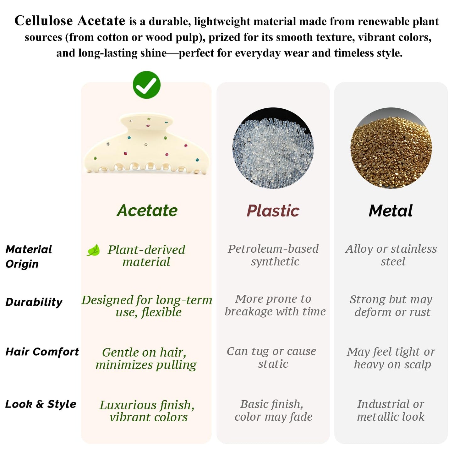 MAORULU Cute Claw Clip for Women – 4'' Large Acetate Hair Clips for Thick Thin Curly Long Hair, Durable Hair Clamps Non-slip Jaw Clip, Strong Hold, No Hair Damage, Stylish French Design (Cream)