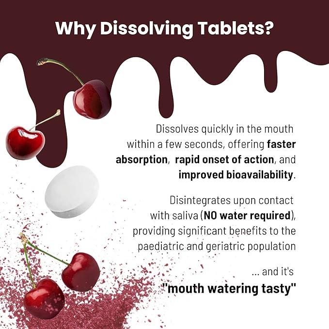 Biotin 500 mcg I Supports Healthy Hair, Nail & Skin I 60 Melting Tablets - 1 Pack I Cherry Flavor