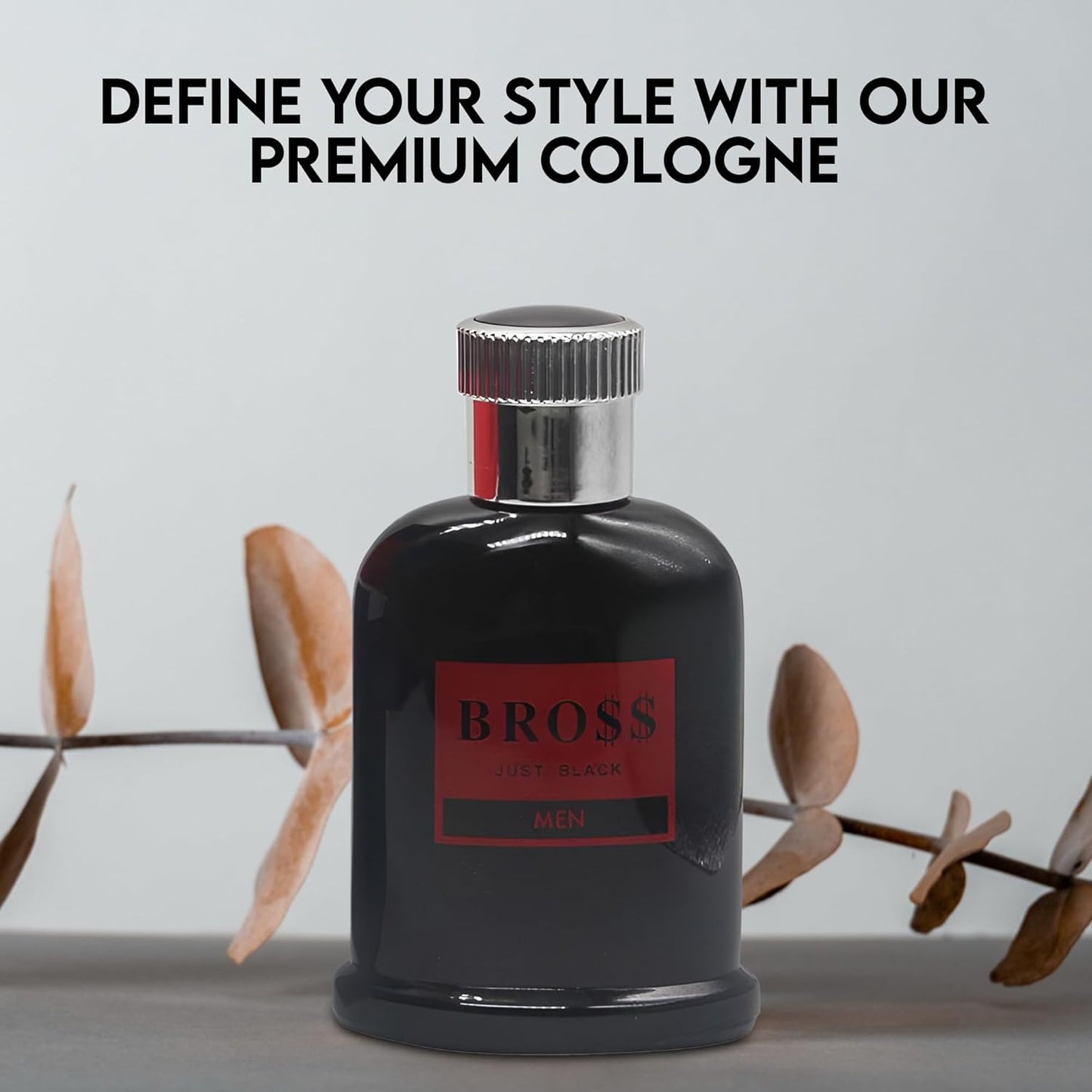 Bross Just Black's Cologne–Bold & Sophisticated Scent Perfume for Men With Citrus,Spice,And Woody Notes–Long Lasting Fragrance For All Occasions