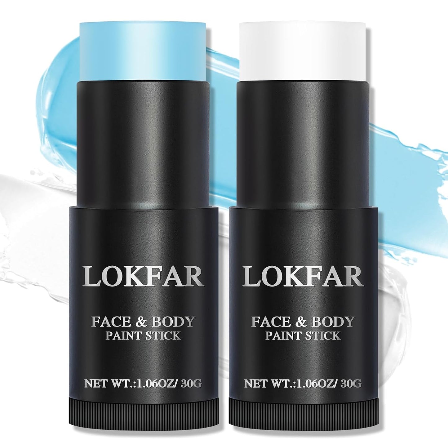 Light Blue and White Face Body Paint Stick, White Foundation Makeup, Eye Black Stick for Sports, Professional Halloween Face Makeup Kit for Zombie Clown Vampire Avatar Sally Corpse Bride Joker