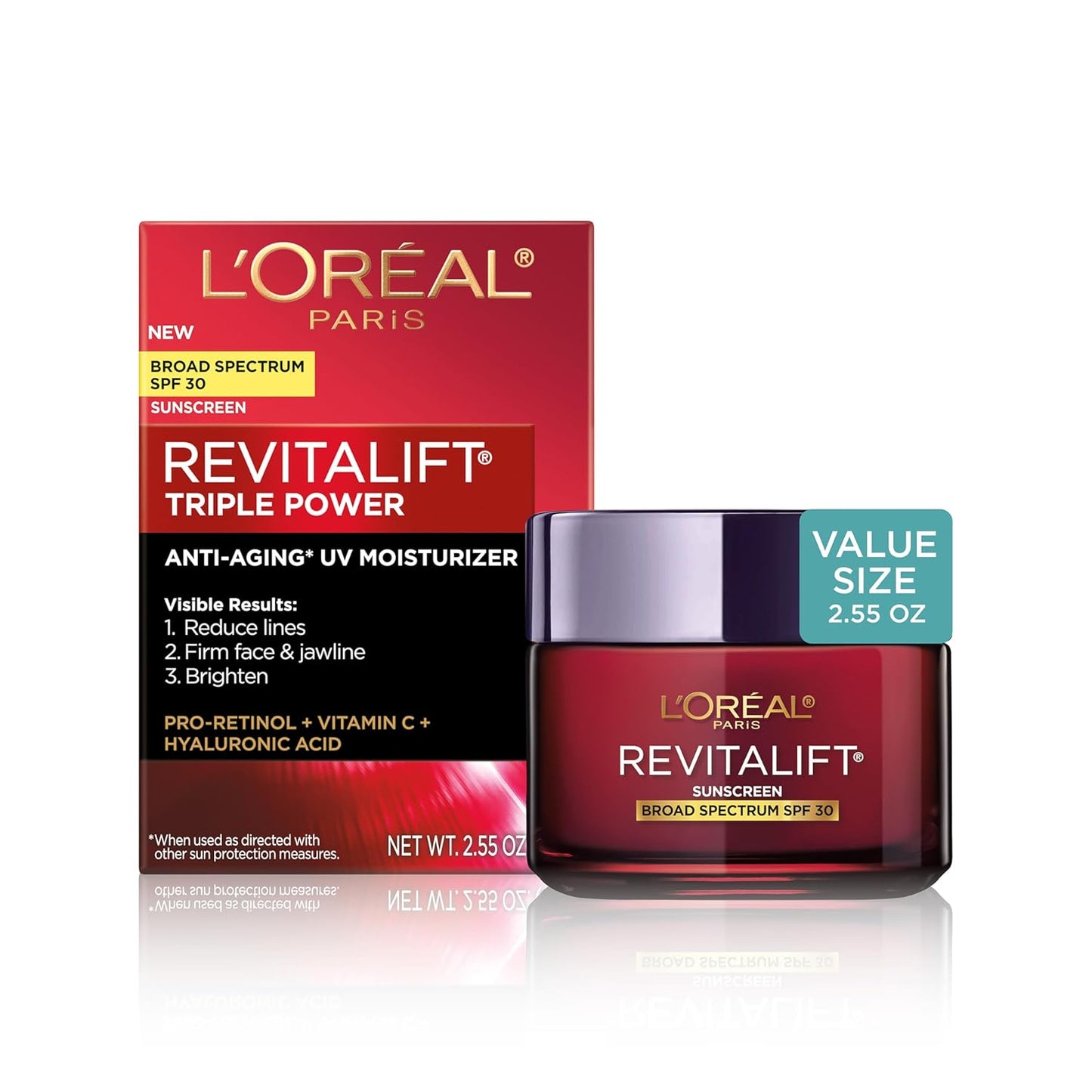 L'Oreal Paris Revitalift Triple Power Face and Neck Moisturizer, Anti Aging Face Cream with Broad Spectrum SPF 30, Pro-Retinol, Hyaluronic Acid and Vitamin C, 1 Kit