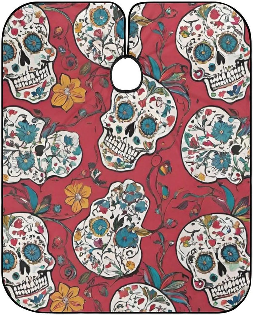 Professional Hair Cutting Salon Cape 57x67 Inch - Barber Cape for Stylists - Sugar Skull Cross Flower Art Lightweight Hairdresser Gown