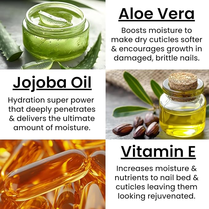 Moisturizing Cuticle & Nail Care Oil 2.3 Fl Oz - Pina Colada Scented – Infused with Jojoba Oil, Aloe, Vitamin E – Nail & Cuticle Hydration, Repair, Moisturizer, Strengthener, Growth