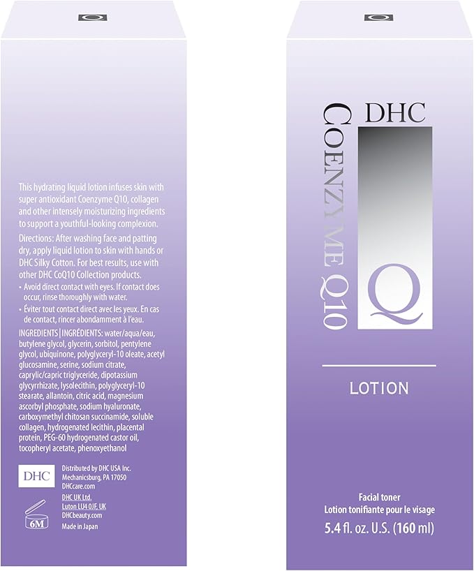 DHC CoQ10 Lotion, Alcohol-Free Hydrating Lotion, Intensive Moisture, Fine Lines, Aging, Collagen-Boosting, Fragrance and Colorant Free, Ideal for All Skin Types, 5.4 fl. oz.
