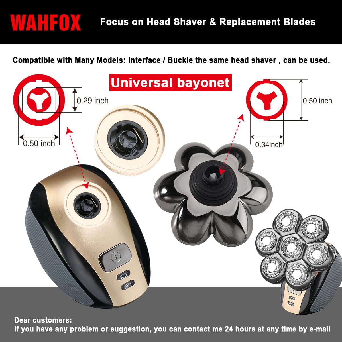 Magnetic 7 Blades Head Shaver Replacement Blades for head Shaver and Other Brands Head Shaver (CX7 Silver)