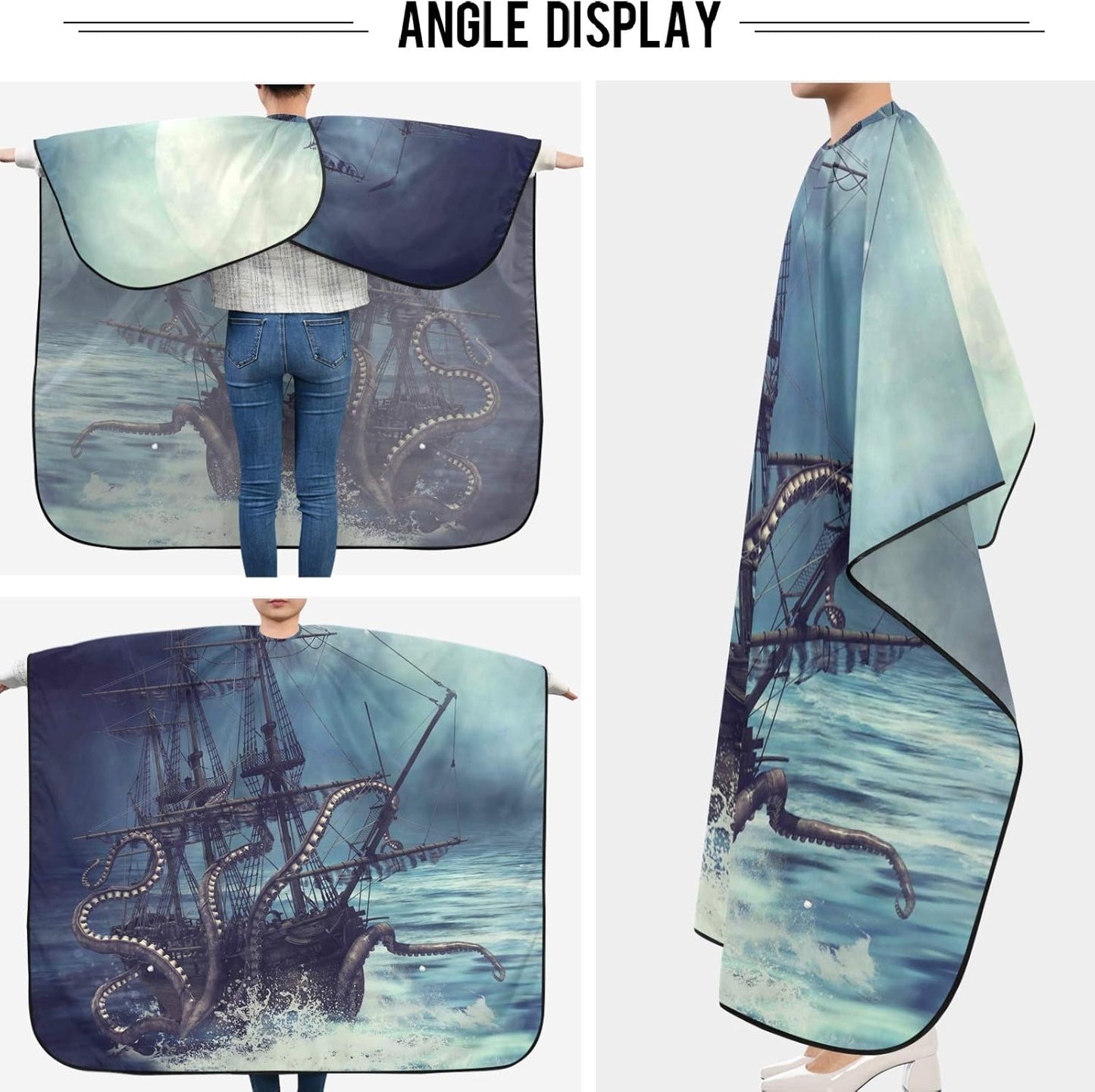 visesunny Professional Barber Cape Polyester Hair Cutting Clippings Catcher Grooming Cape Apron for Shaving Trimming For Men