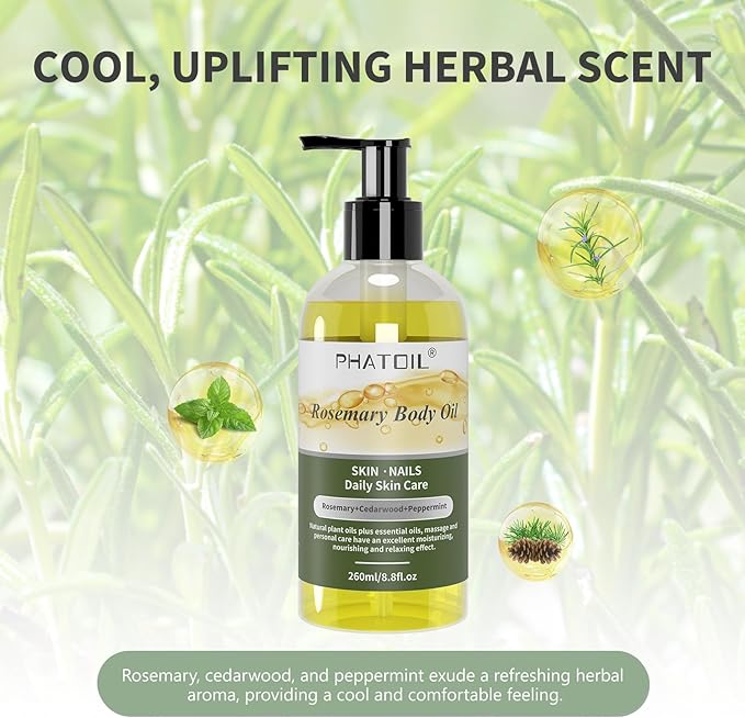 260 ml (8.8 fl.oz) Rose Body Oil and Rosemary Body Oil