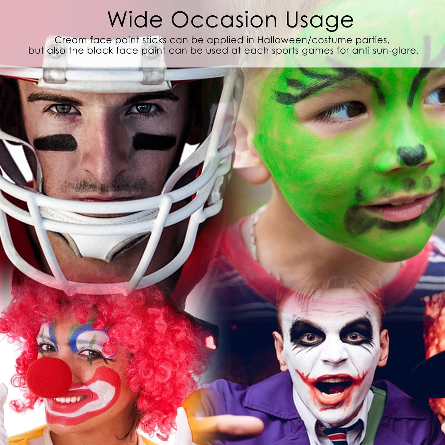 3 Colors Black Brown Green Face Body Paint Stick, Eye Black Baseball Sticks Camo Face Paint for Baseball/Football/Halloween/CS/Hunting/SFX Makeup Cream Face& Body Paint Easy to Blend-